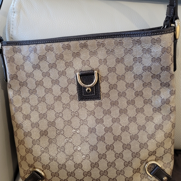 Gucci monogram crossbody crystal canvas and leather bag - Picture 2 of 14